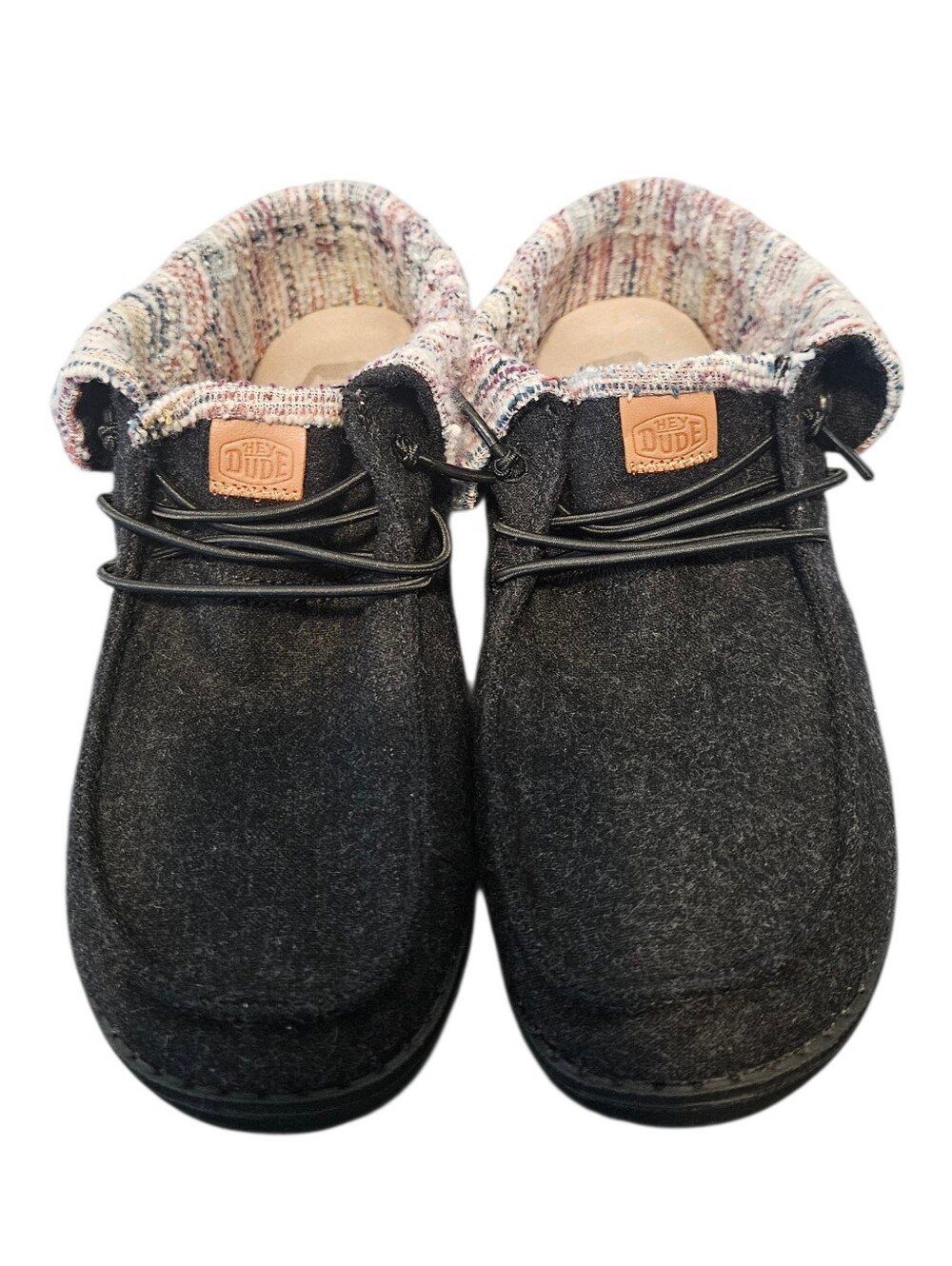 Hey Dude Women's Wendy Felted Fold Casual Moccasin Sneakers Black Size 7